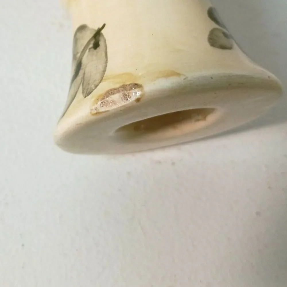 Vintage Hand Painted Floral Ceramic Taper Candle Holders Set Pair Yellow Roses